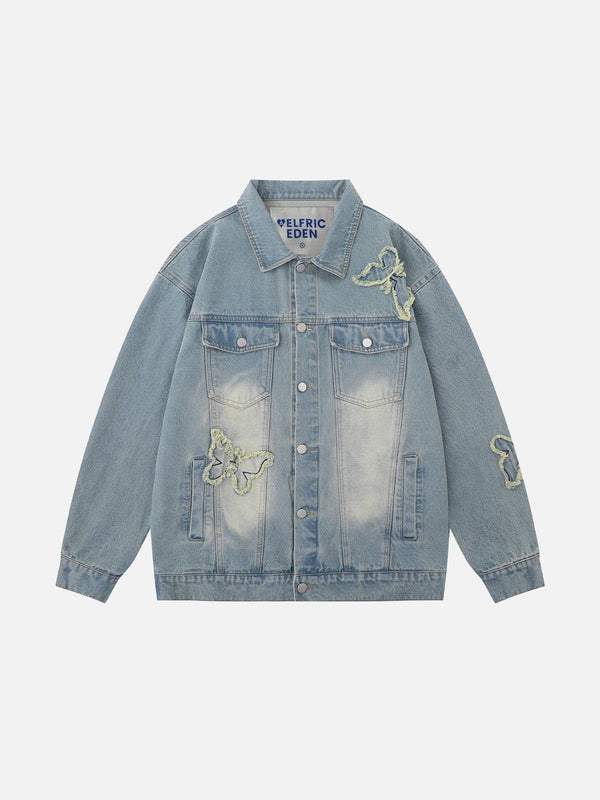 Aelfric Eden Applique Embroidery Butterfly Denim Jacket