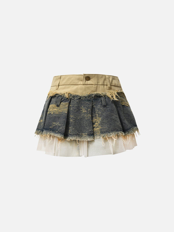 Aelfric Eden Fringe Patchwork Denim Skirt