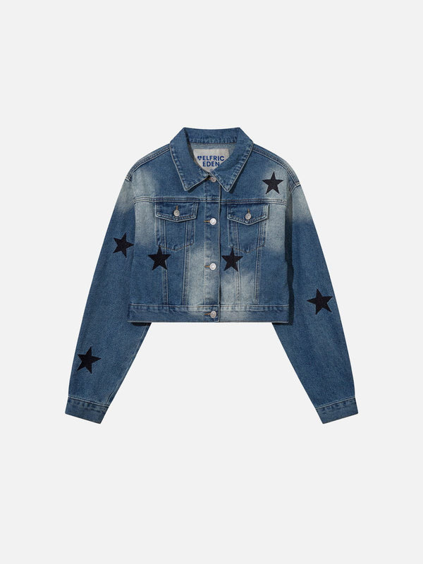 Aelfric Eden Star Graphic Cropped Denim Jacket