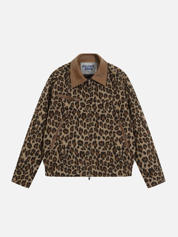 Aelfric Eden Leopard Print Faux Leather Jacket