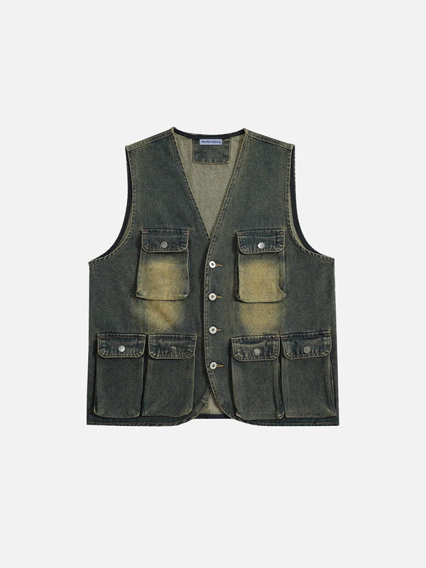 Aelfric Eden Multi Pocket Washed Denim Vest