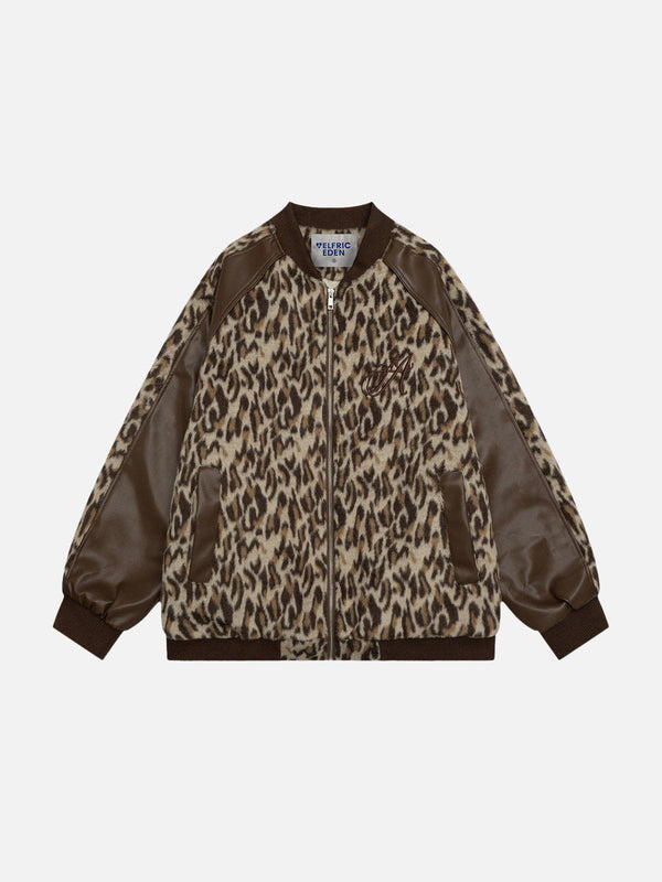 Aelfric Eden Leopard Print Varsity Jacket