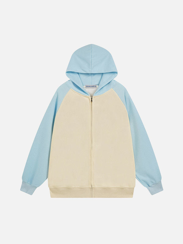 Aelfric Eden Color Blocking Patchwork Zip Up Hoodie