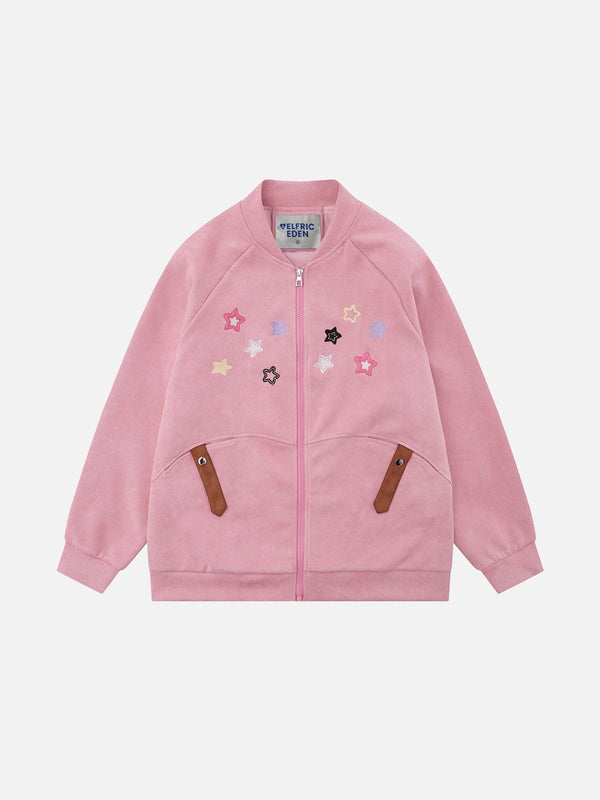 Aelfric Eden Colorful Star Suede Varsity Jacket