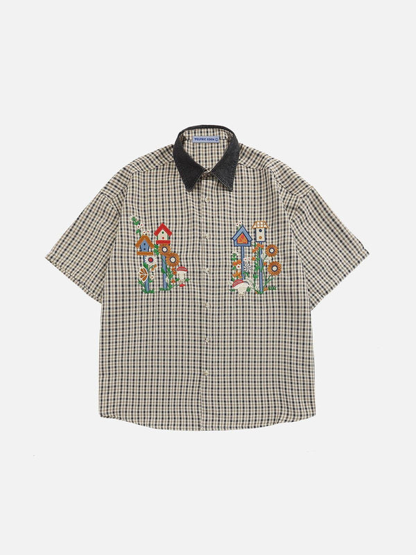 Aelfric Eden Plaid Embroidery Short Sleeve Shirt