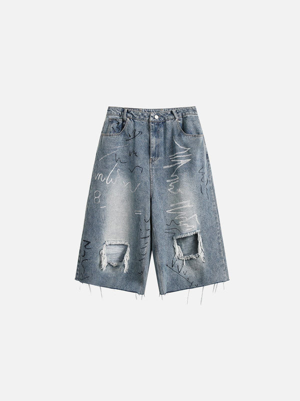 Aelfric Eden Graffiti Distressed Jorts