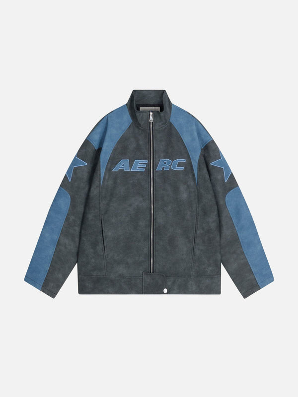 [Pre-Order] Aelfric Eden Embroidery Star Cropped Racing Jacket