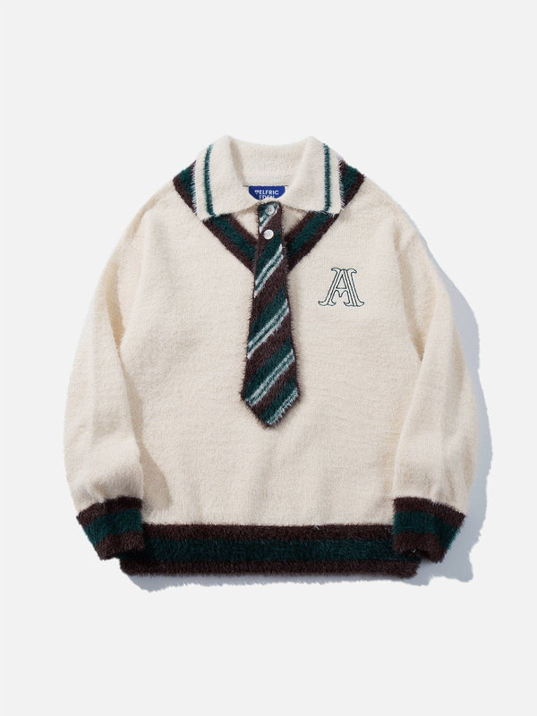 Aelfric Eden Stripe Tie Polo Sweater