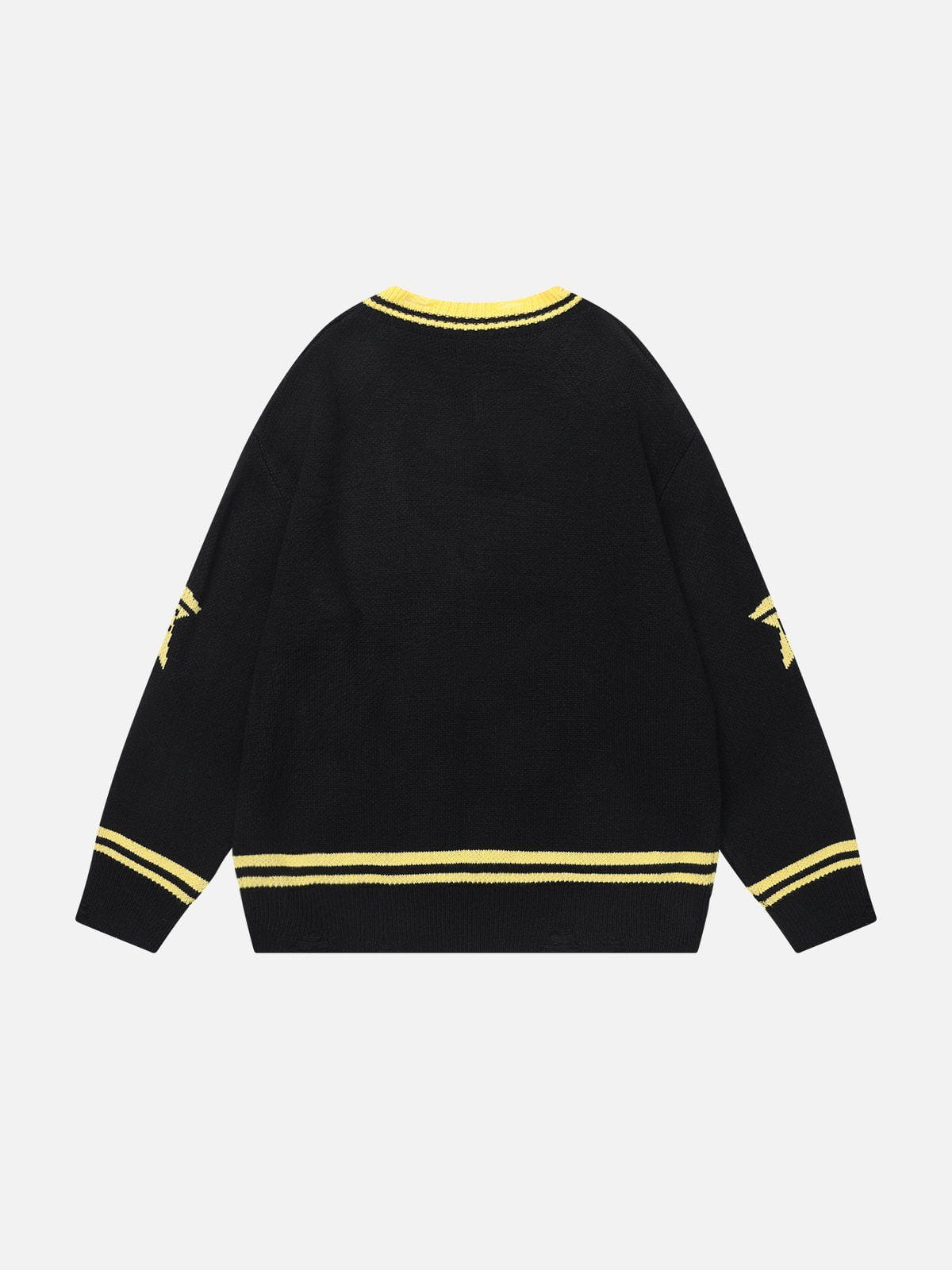 Aelfric Eden Black Yellow Distressed Sweater