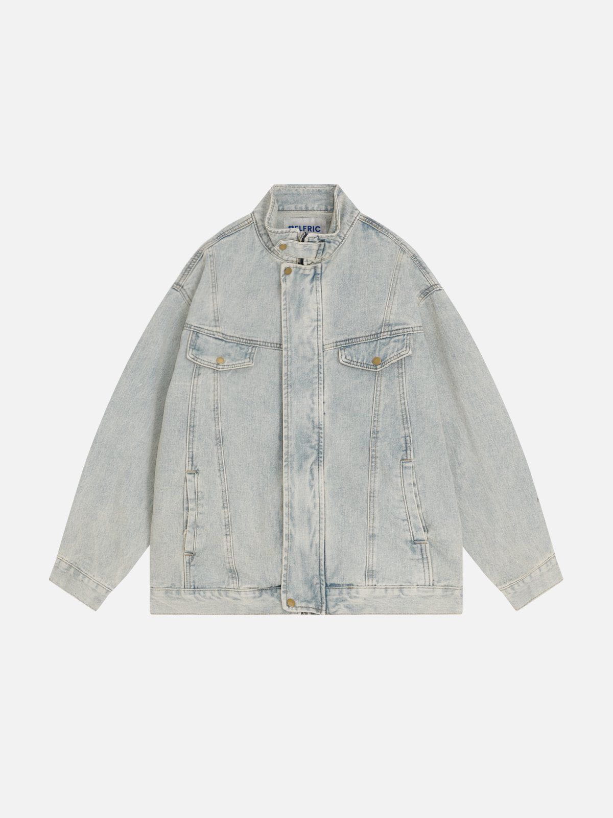 Aelfric Eden Stand Collar Washed Denim Jacket