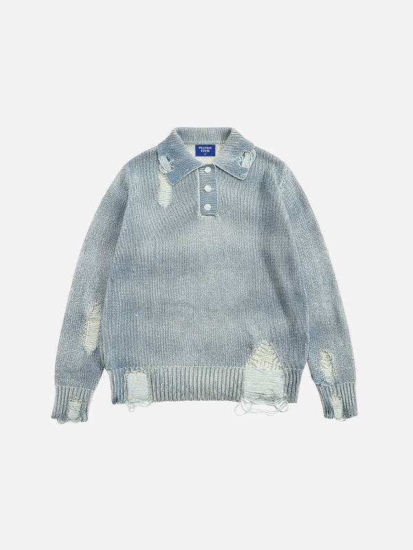 Aelfric Eden Distressed Washed Polo Sweater