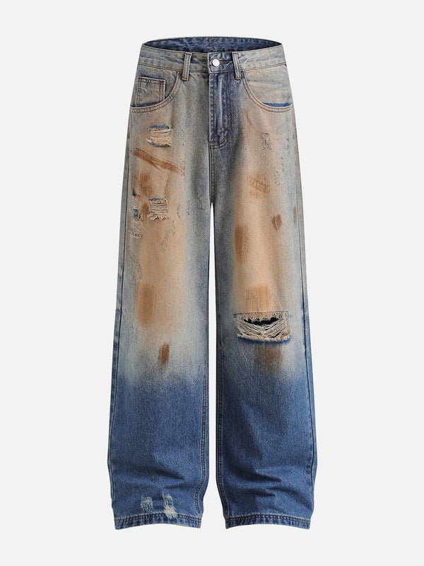 Aelfric Eden Mud Dyeing Distressed Jeans