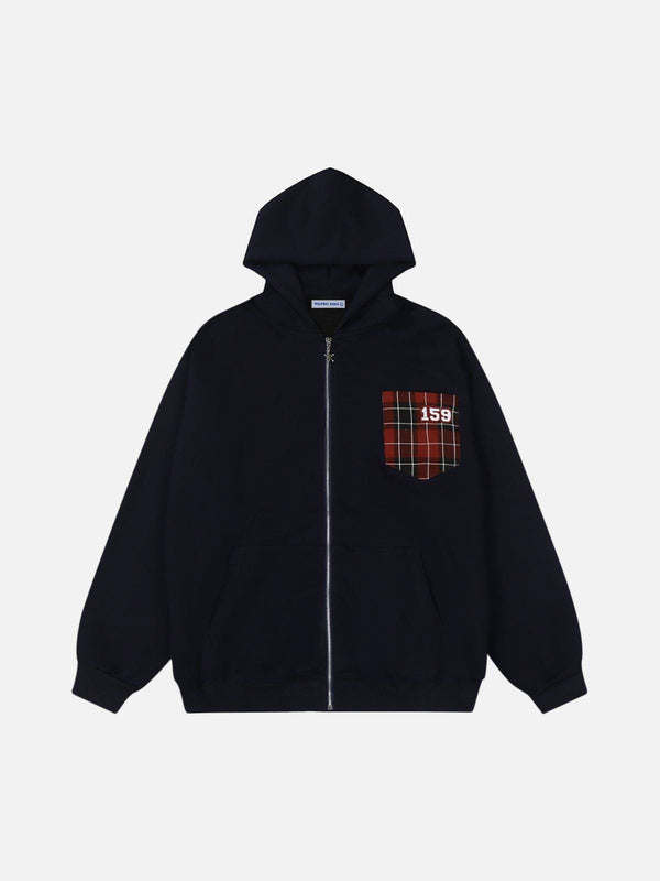 Aelfric Eden Plaid Pocket Zip Up Hoodie