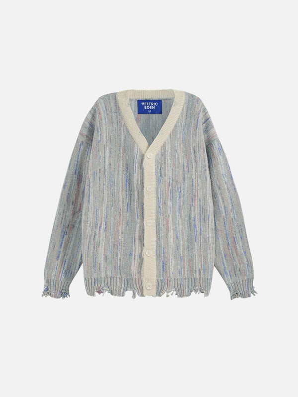 Aelfric Eden Colorful Stripe Distressed Cardigan