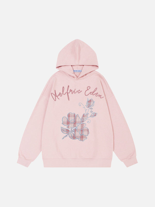 Aelfric Eden Plaid Embroidery Floral Hoodie