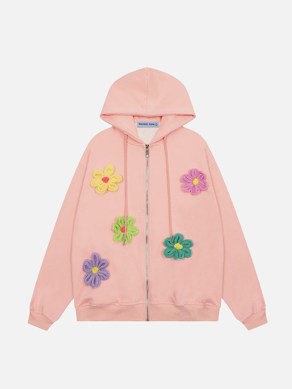 Aelfric Eden Knit 3D Flower Zip Up Hoodie