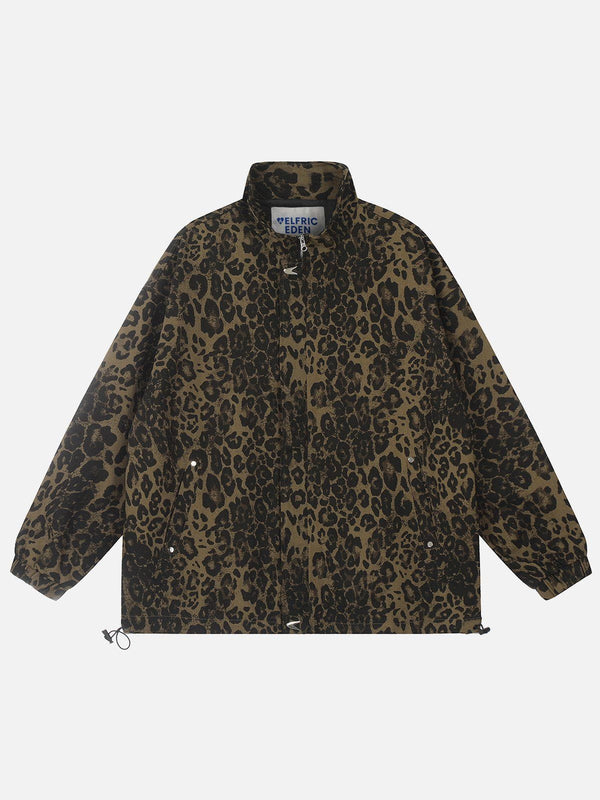 Aelfric Eden Leopard Print Stand Collar Jacket