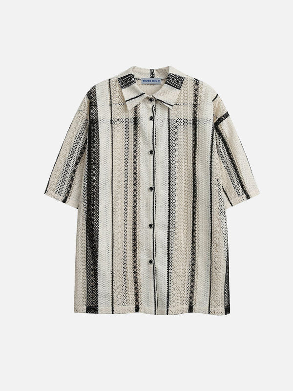 Aelfric Eden Stripe Cut-Out Short Sleeve Shirt