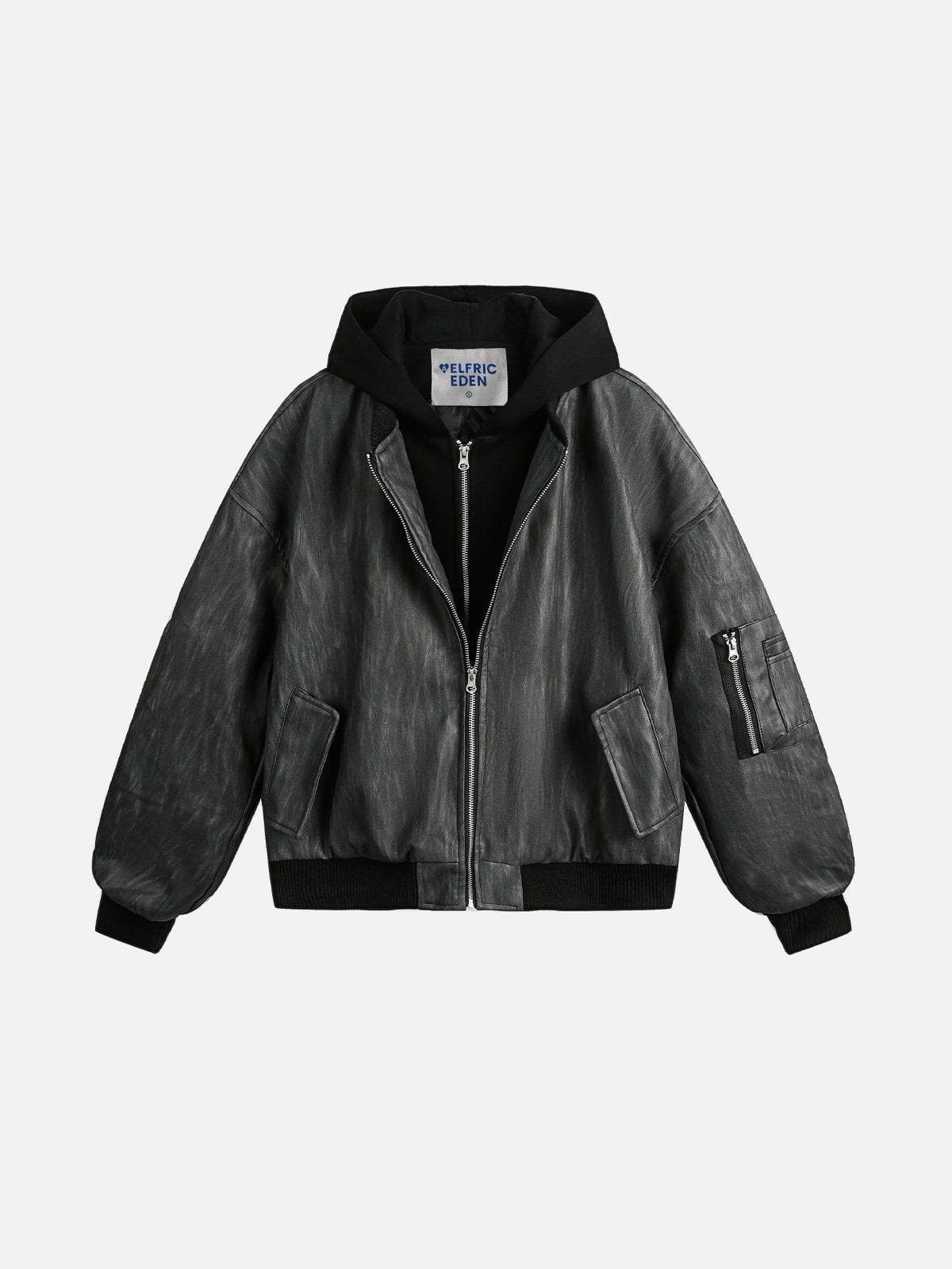 Aelfric Eden Two Layer Faux Leather Bomber Jacket