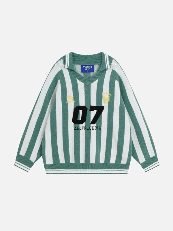 Aelfric Eden White Green Stripe Sweater