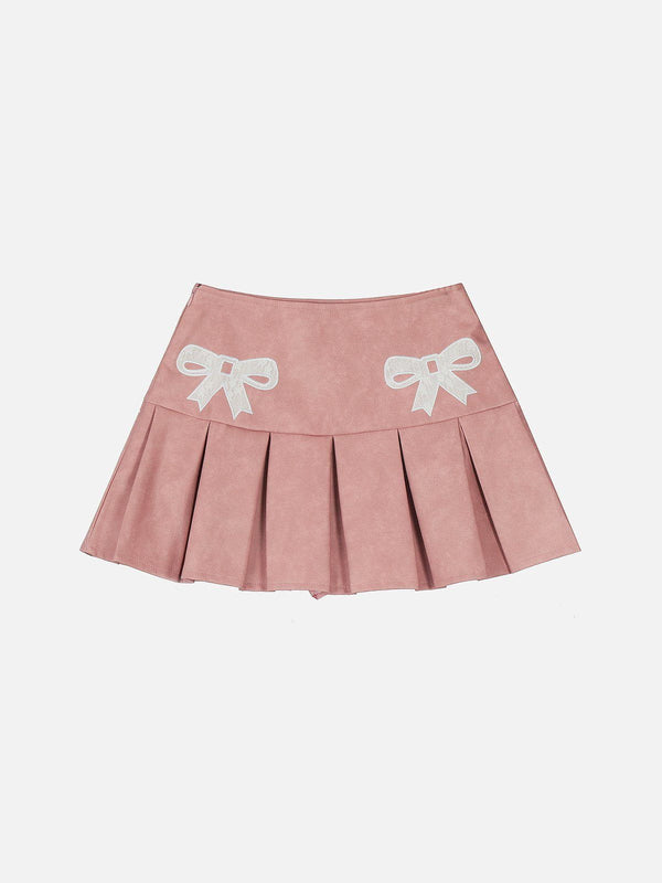 Aelfric Eden Embroidery Bow Faux Leather Skirt