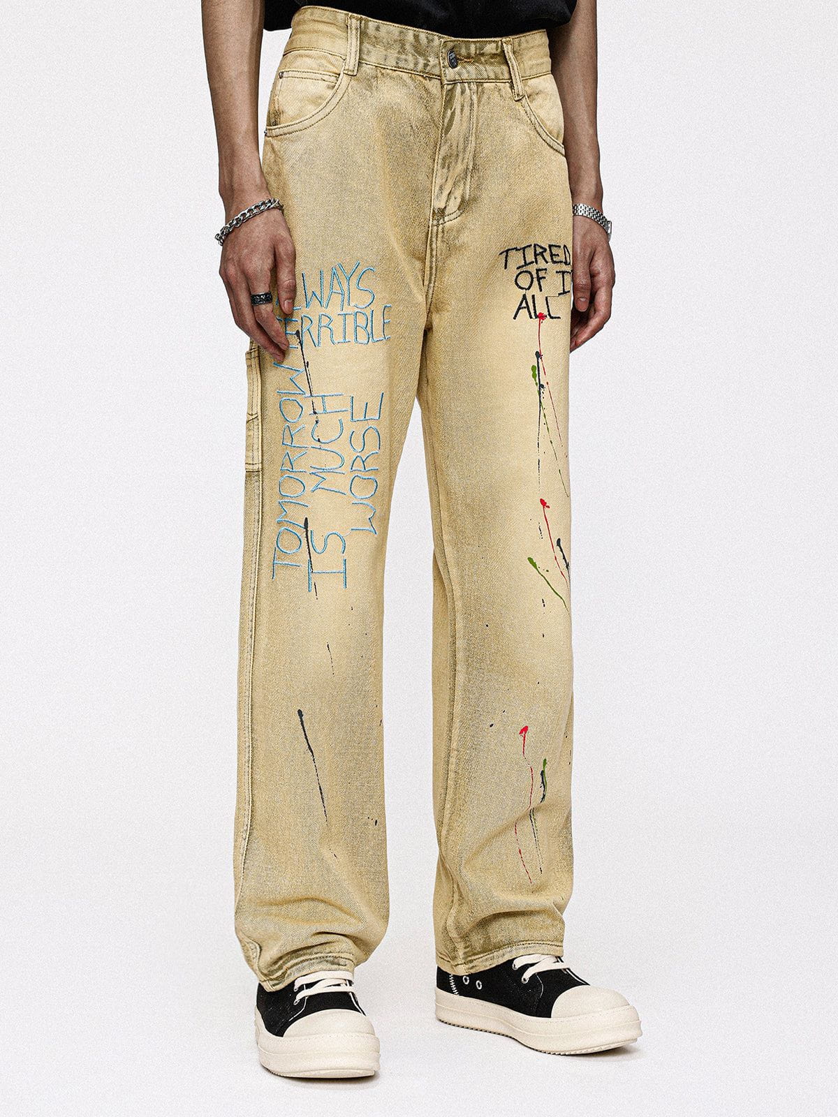 Aelfric Eden Letter Print Straight Jeans