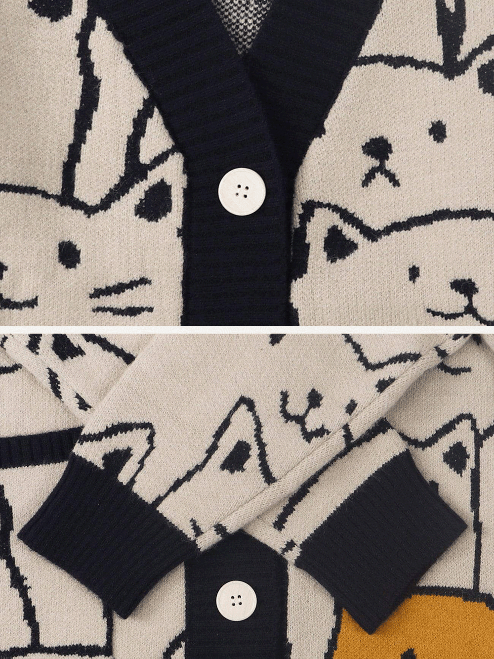 Aelfric Eden Cartoon Cat Print Knit Cardigan